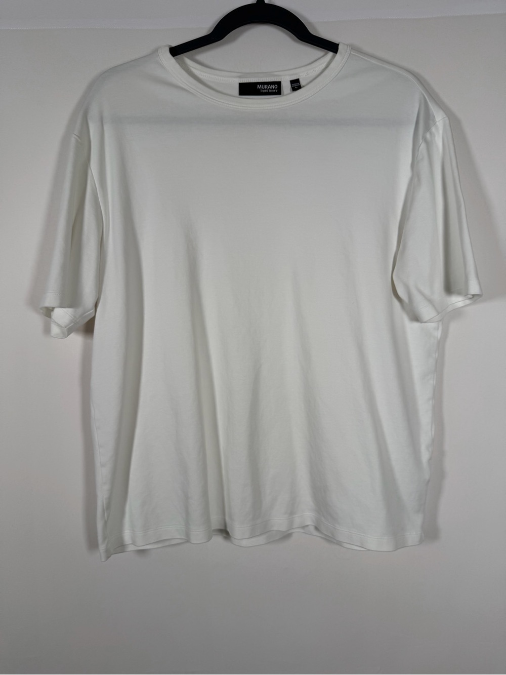Murano Liquid Luxury Men's White Short Sleeve Crewneck Tee 100% Cotton, Elevated
